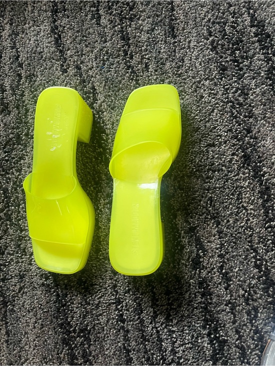 Steve Madden Shoes - Steve Madden Neon Yellow Square-Toe Slide Mules